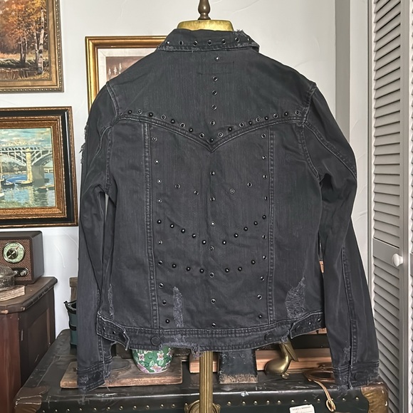 BLANK NYC Black Denim Distressed Studded Jacket - Picture 8 of 8